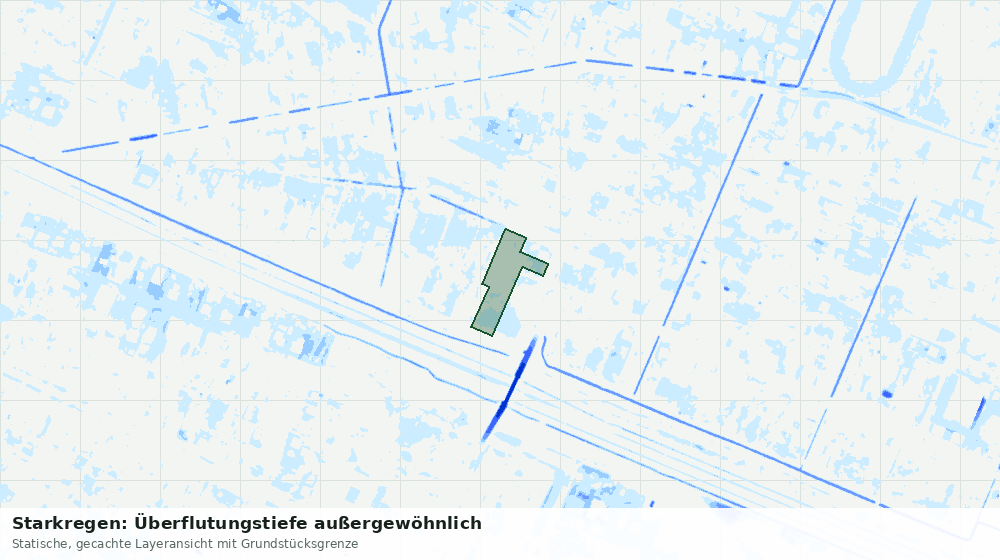 Statische Kartenansicht: Starkregen: Überflutungstiefe außergewöhnlich