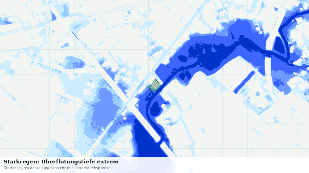 Statische Kartenansicht: Starkregen: Überflutungstiefe extrem