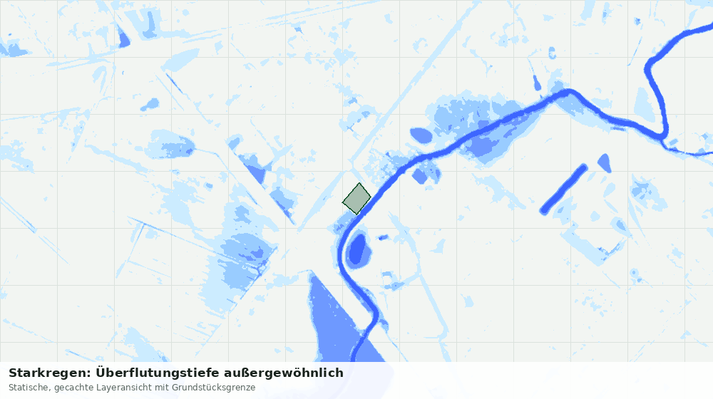 Statische Kartenansicht: Starkregen: Überflutungstiefe außergewöhnlich