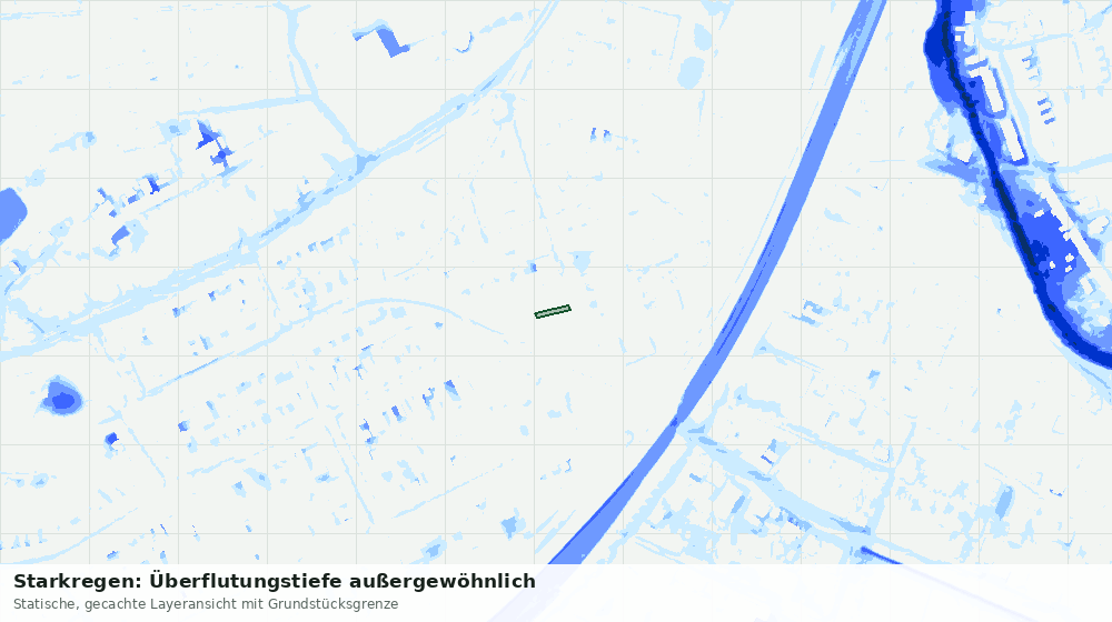 Statische Kartenansicht: Starkregen: Überflutungstiefe außergewöhnlich