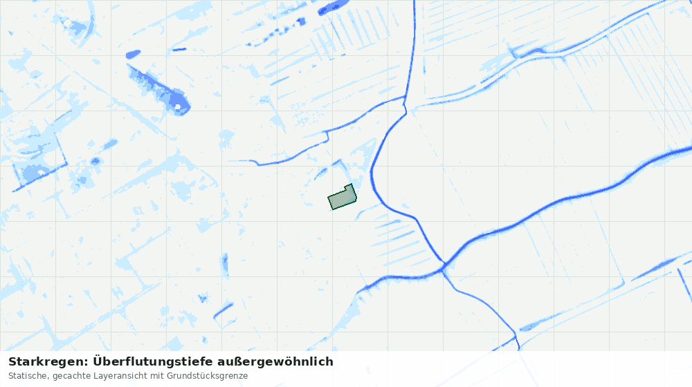 Statische Kartenansicht: Starkregen: Überflutungstiefe außergewöhnlich