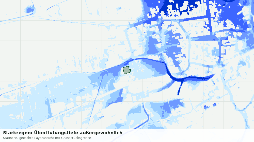 Statische Kartenansicht: Starkregen: Überflutungstiefe außergewöhnlich