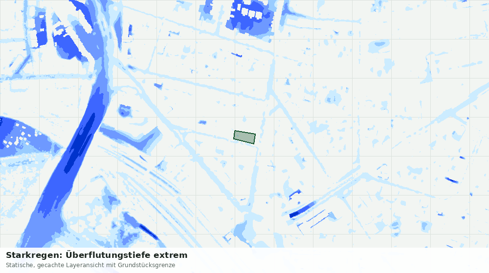 Statische Kartenansicht: Starkregen: Überflutungstiefe extrem