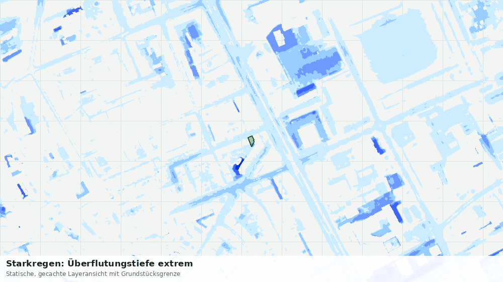 Statische Kartenansicht: Starkregen: Überflutungstiefe extrem