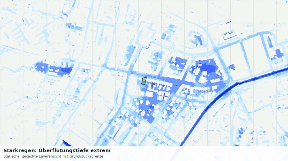Statische Kartenansicht: Starkregen: Überflutungstiefe extrem