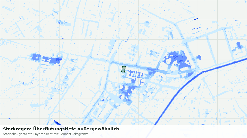 Statische Kartenansicht: Starkregen: Überflutungstiefe außergewöhnlich
