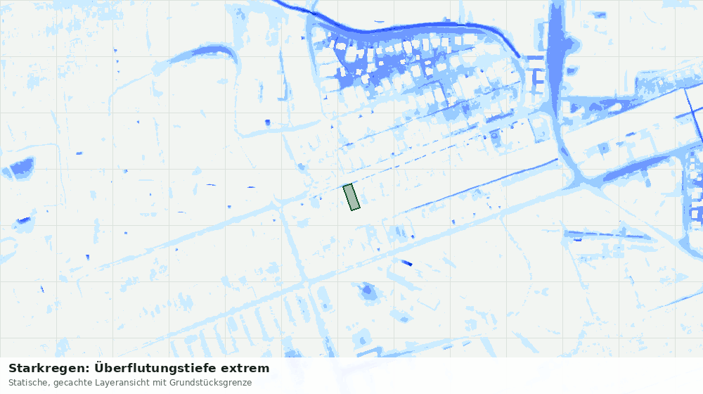 Statische Kartenansicht: Starkregen: Überflutungstiefe extrem