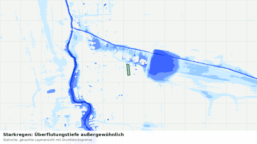 Statische Kartenansicht: Starkregen: Überflutungstiefe außergewöhnlich