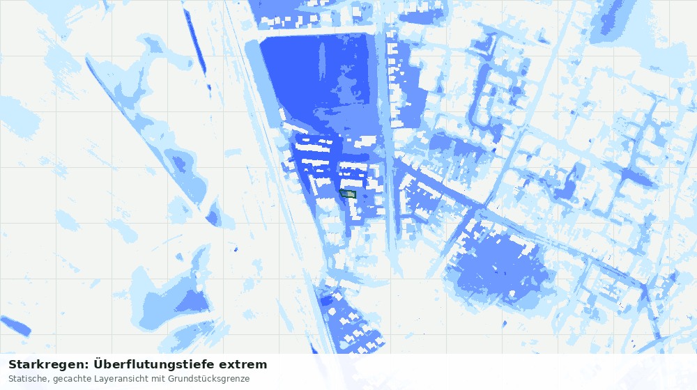 Statische Kartenansicht: Starkregen: Überflutungstiefe extrem