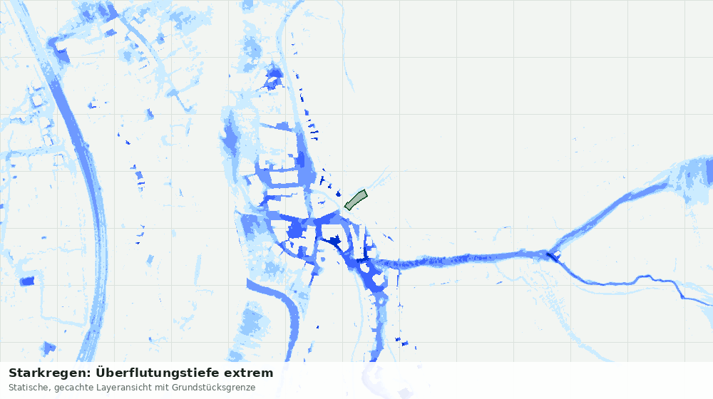 Statische Kartenansicht: Starkregen: Überflutungstiefe extrem
