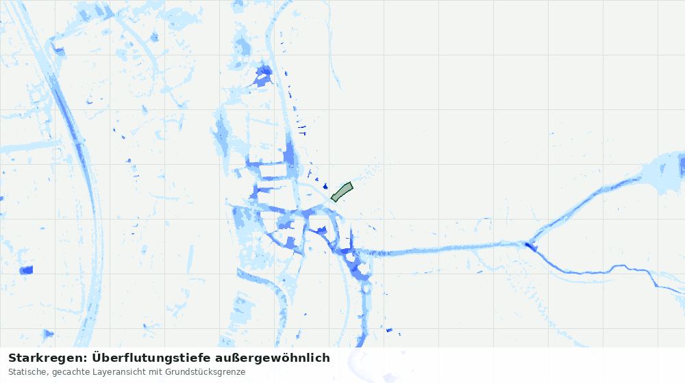 Statische Kartenansicht: Starkregen: Überflutungstiefe außergewöhnlich