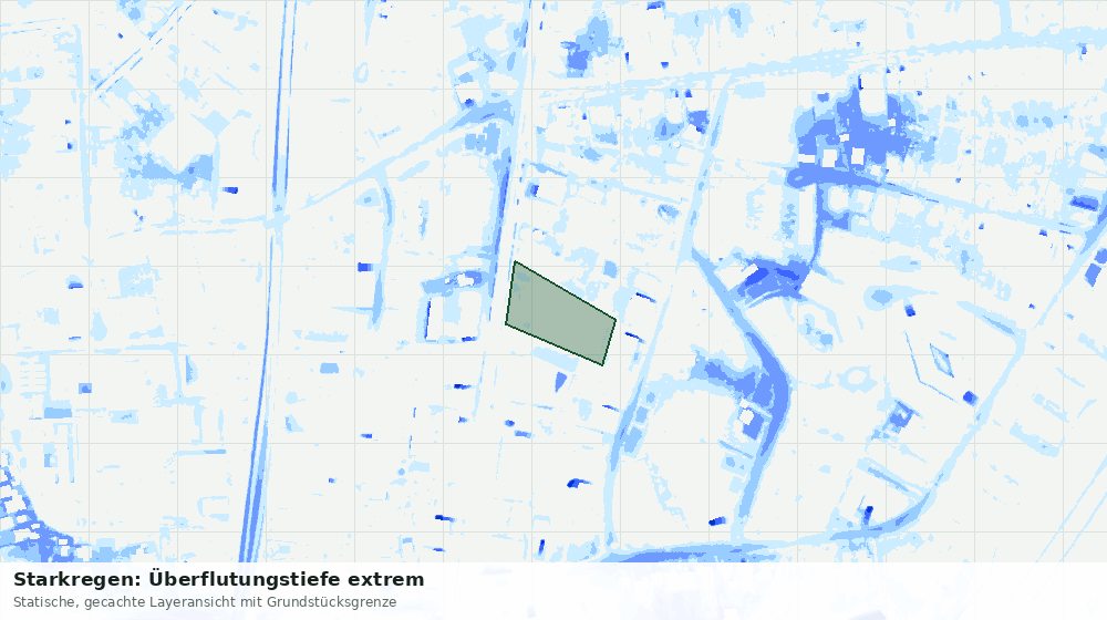 Statische Kartenansicht: Starkregen: Überflutungstiefe extrem