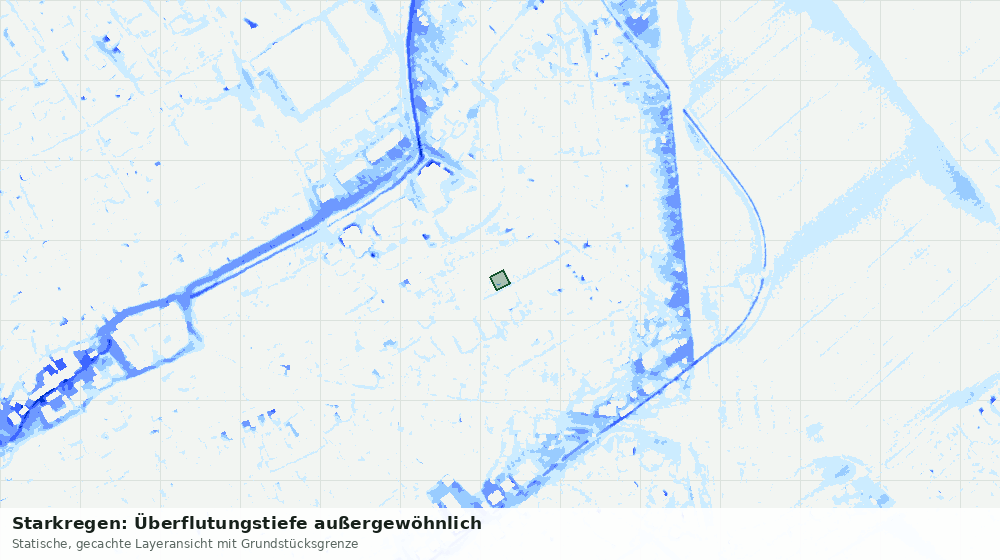 Statische Kartenansicht: Starkregen: Überflutungstiefe außergewöhnlich