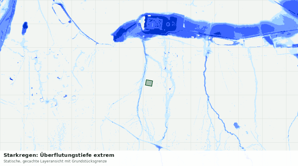 Statische Kartenansicht: Starkregen: Überflutungstiefe extrem