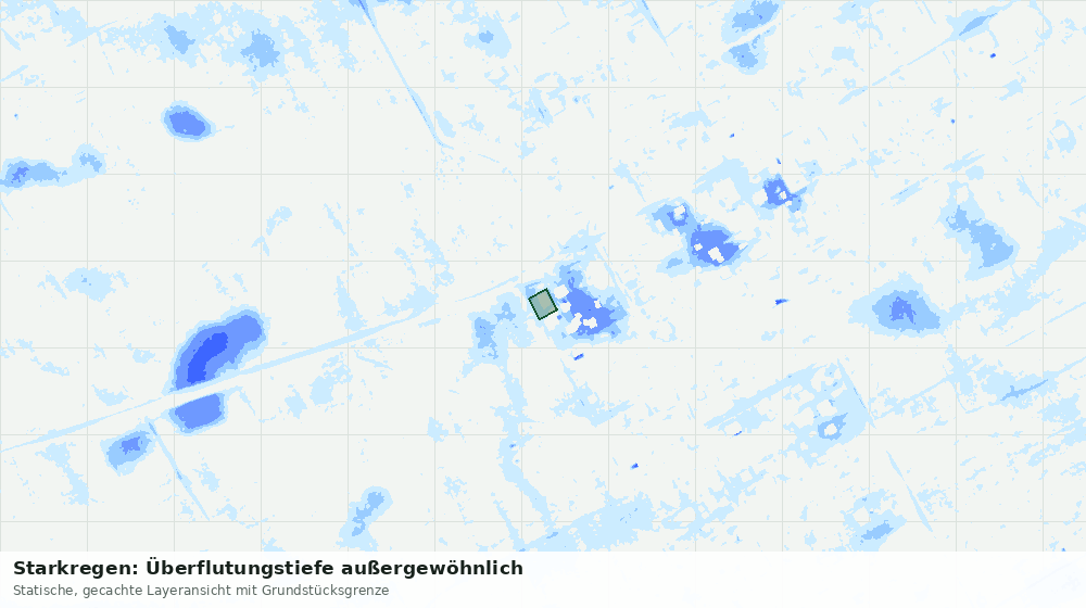 Statische Kartenansicht: Starkregen: Überflutungstiefe außergewöhnlich