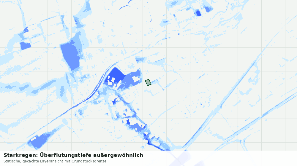 Statische Kartenansicht: Starkregen: Überflutungstiefe außergewöhnlich