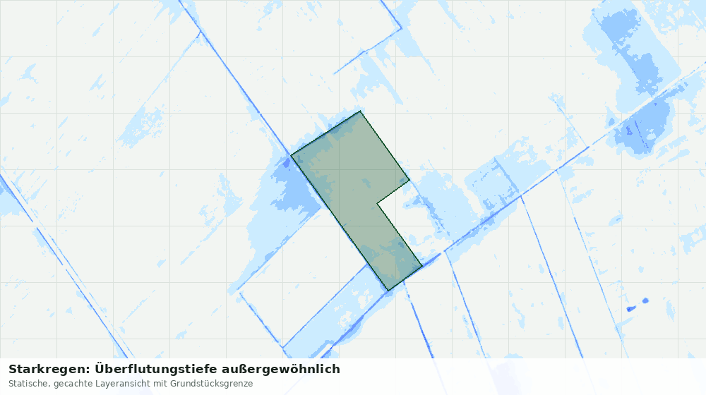 Statische Kartenansicht: Starkregen: Überflutungstiefe außergewöhnlich