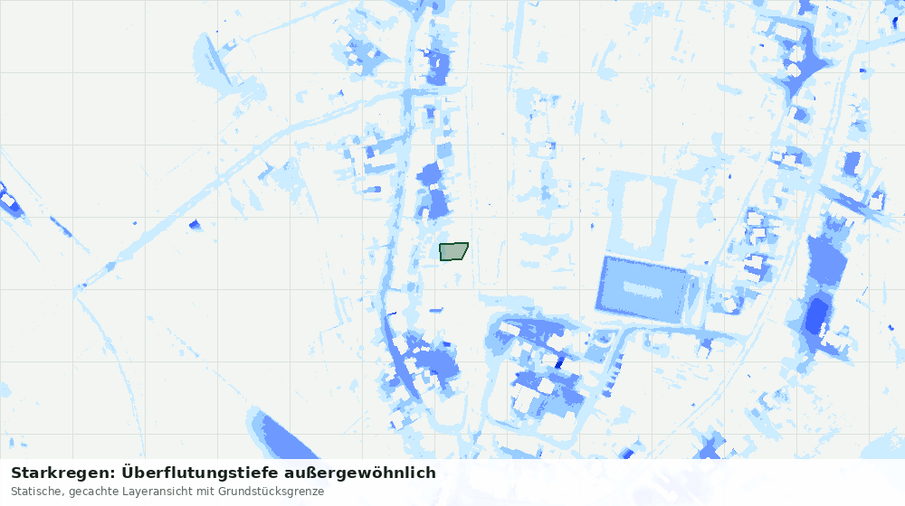 Statische Kartenansicht: Starkregen: Überflutungstiefe außergewöhnlich