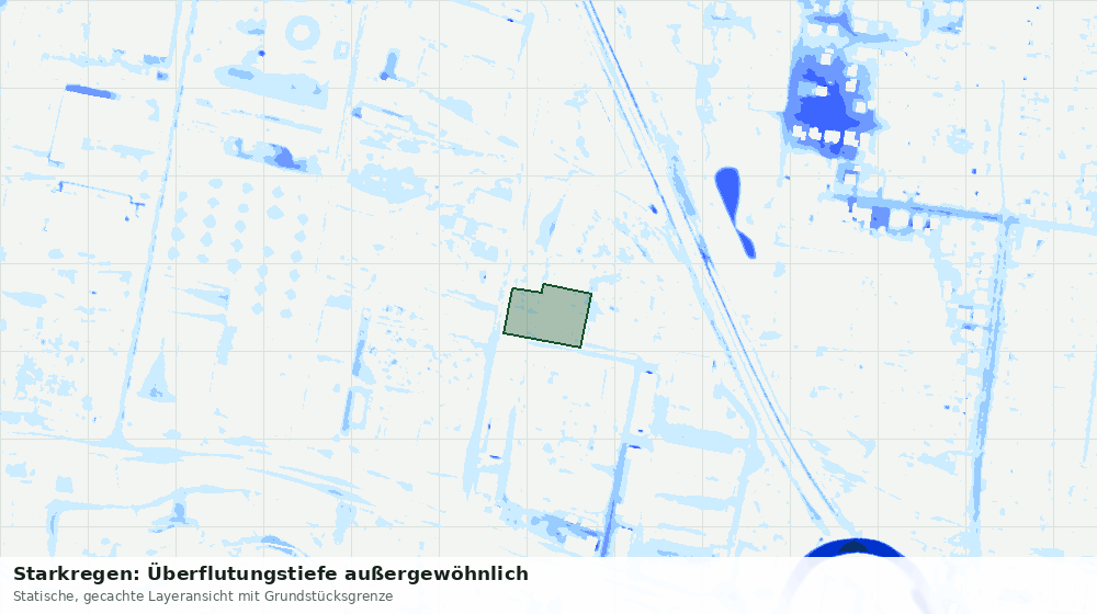 Statische Kartenansicht: Starkregen: Überflutungstiefe außergewöhnlich