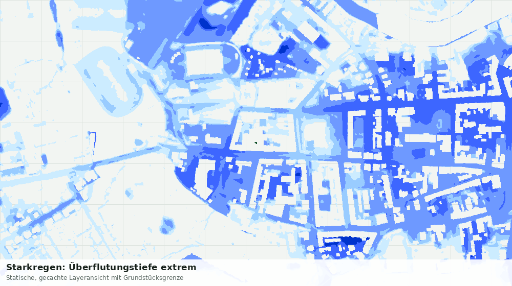 Statische Kartenansicht: Starkregen: Überflutungstiefe extrem