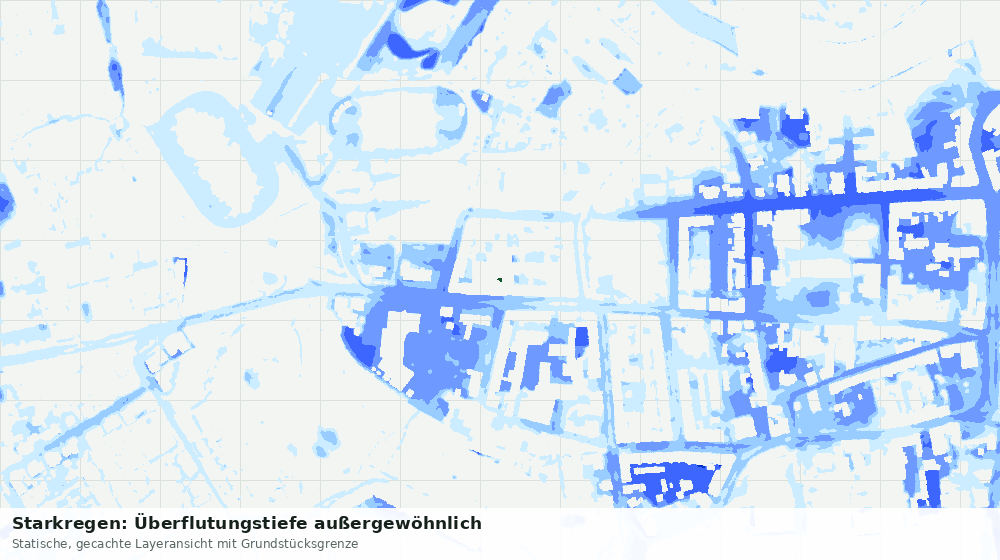 Statische Kartenansicht: Starkregen: Überflutungstiefe außergewöhnlich