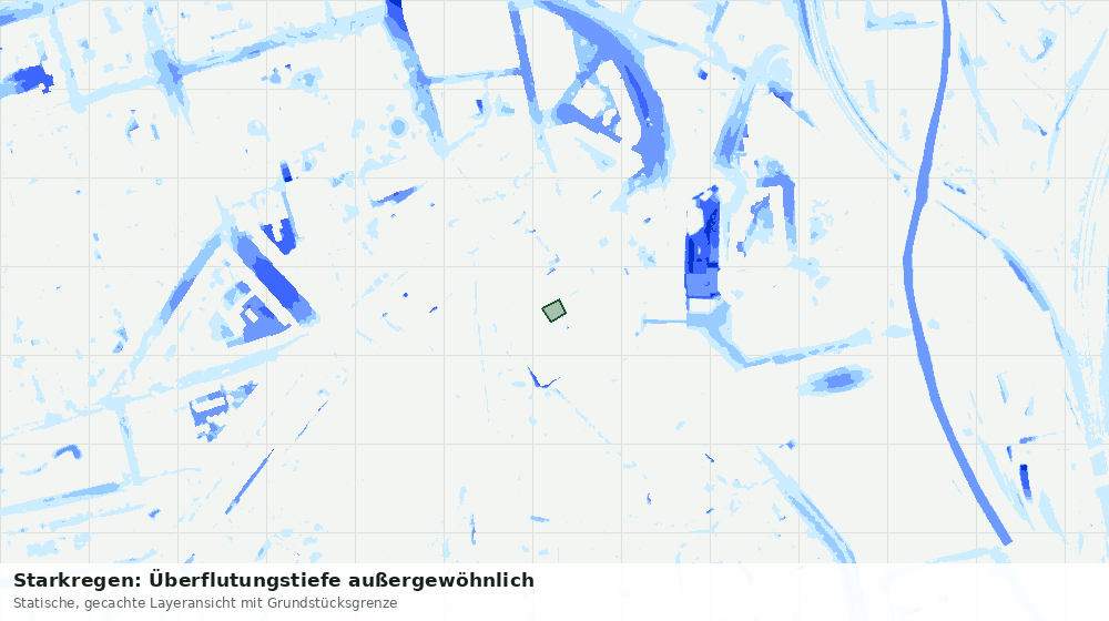 Statische Kartenansicht: Starkregen: Überflutungstiefe außergewöhnlich