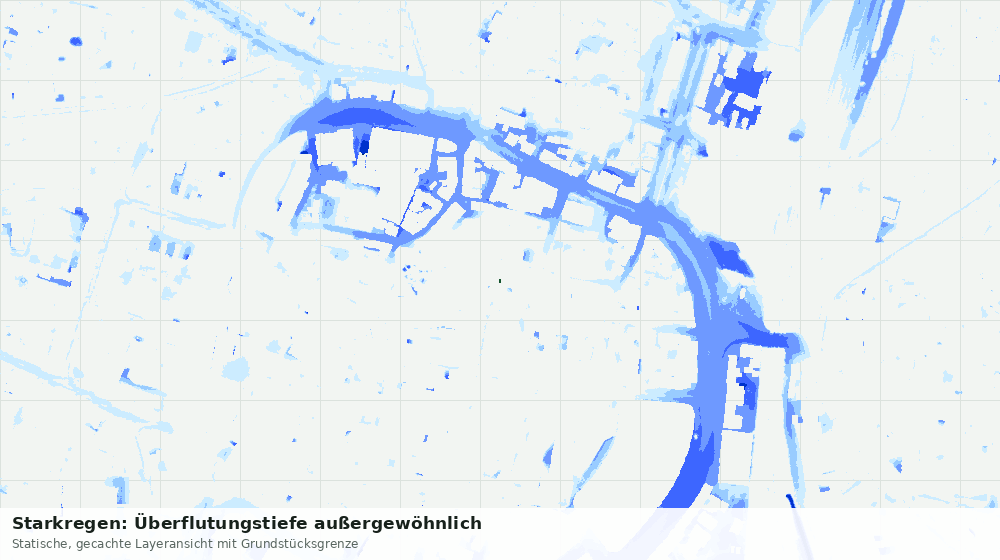 Statische Kartenansicht: Starkregen: Überflutungstiefe außergewöhnlich