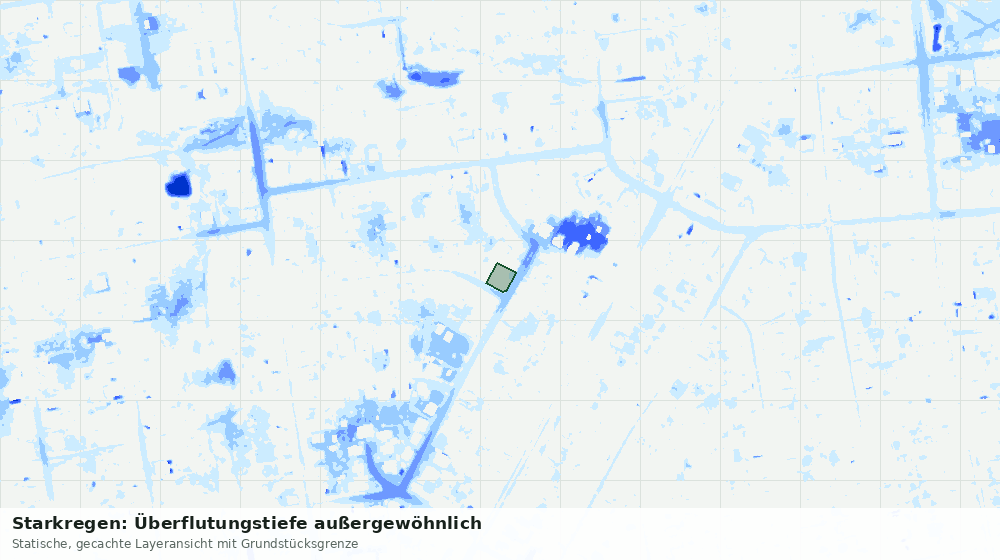 Statische Kartenansicht: Starkregen: Überflutungstiefe außergewöhnlich
