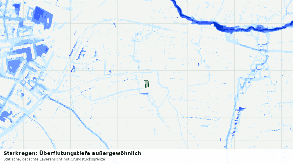 Statische Kartenansicht: Starkregen: Überflutungstiefe außergewöhnlich
