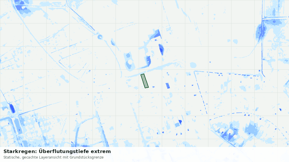 Statische Kartenansicht: Starkregen: Überflutungstiefe extrem