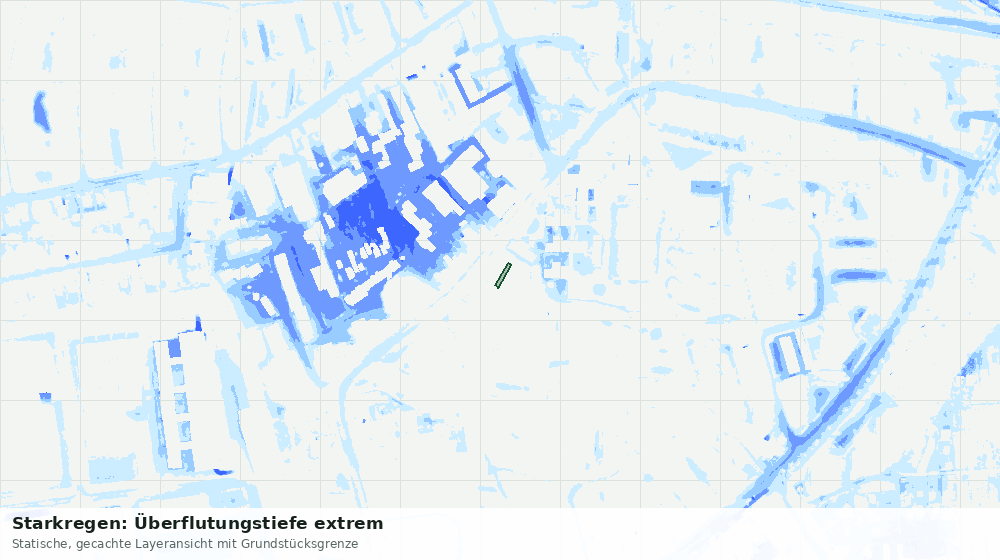 Statische Kartenansicht: Starkregen: Überflutungstiefe extrem