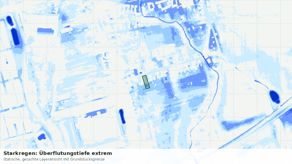 Statische Kartenansicht: Starkregen: Überflutungstiefe extrem
