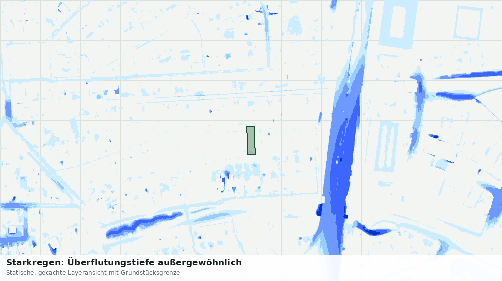 Statische Kartenansicht: Starkregen: Überflutungstiefe außergewöhnlich