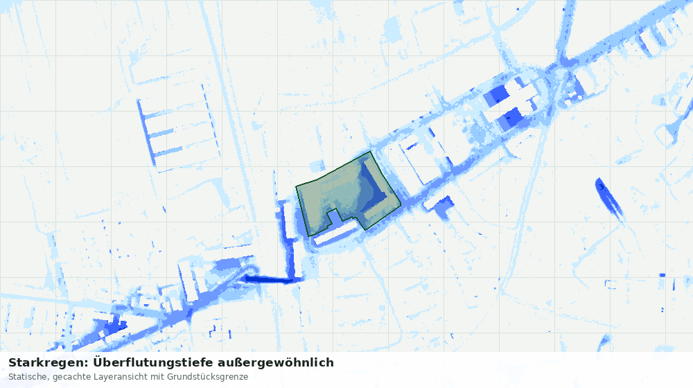 Statische Kartenansicht: Starkregen: Überflutungstiefe außergewöhnlich