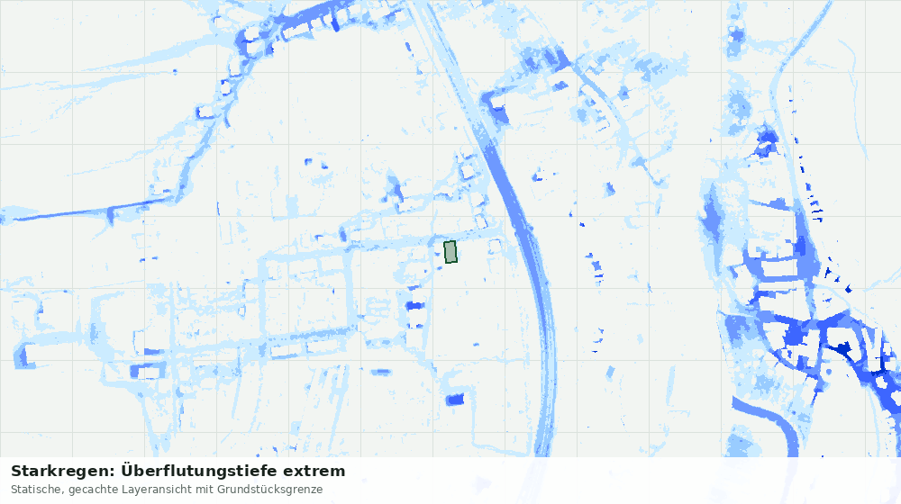Statische Kartenansicht: Starkregen: Überflutungstiefe extrem