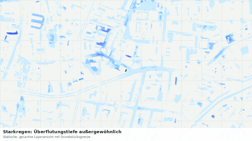 Statische Kartenansicht: Starkregen: Überflutungstiefe außergewöhnlich