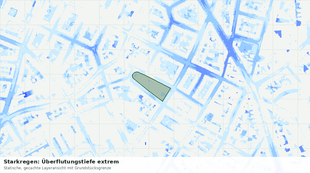 Statische Kartenansicht: Starkregen: Überflutungstiefe extrem