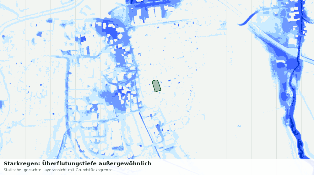 Statische Kartenansicht: Starkregen: Überflutungstiefe außergewöhnlich