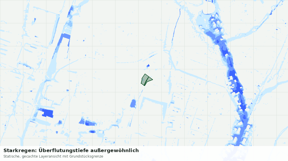 Statische Kartenansicht: Starkregen: Überflutungstiefe außergewöhnlich