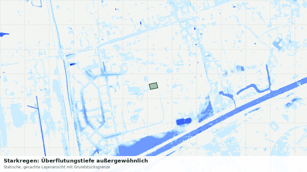 Statische Kartenansicht: Starkregen: Überflutungstiefe außergewöhnlich