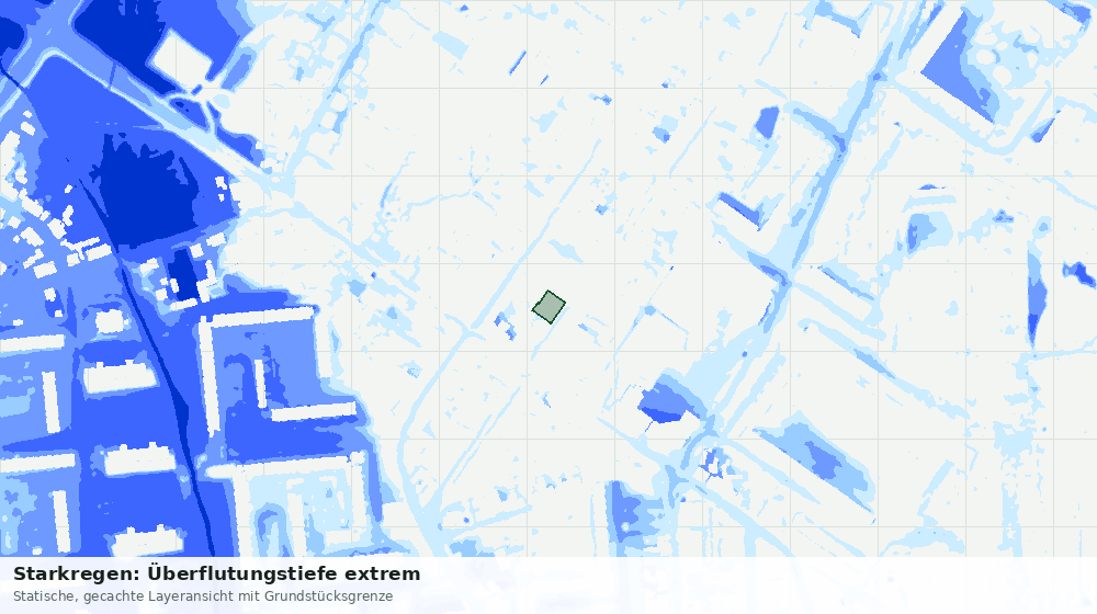 Statische Kartenansicht: Starkregen: Überflutungstiefe extrem