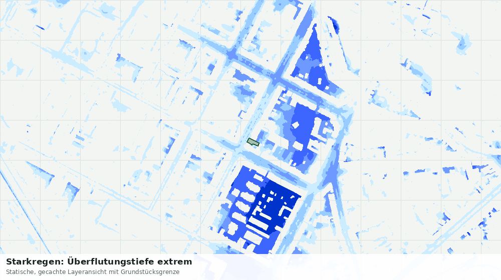 Statische Kartenansicht: Starkregen: Überflutungstiefe extrem
