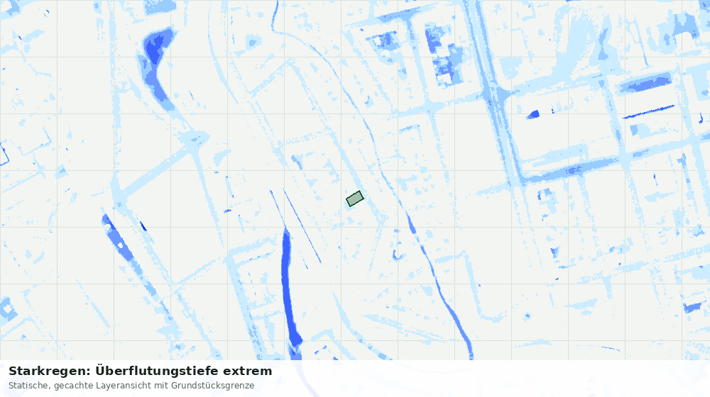 Statische Kartenansicht: Starkregen: Überflutungstiefe extrem
