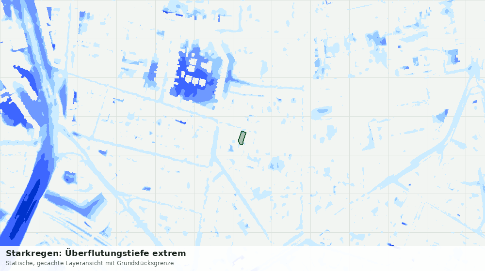 Statische Kartenansicht: Starkregen: Überflutungstiefe extrem