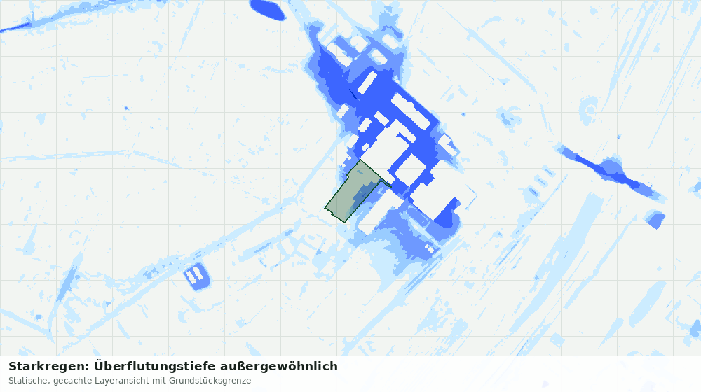Statische Kartenansicht: Starkregen: Überflutungstiefe außergewöhnlich