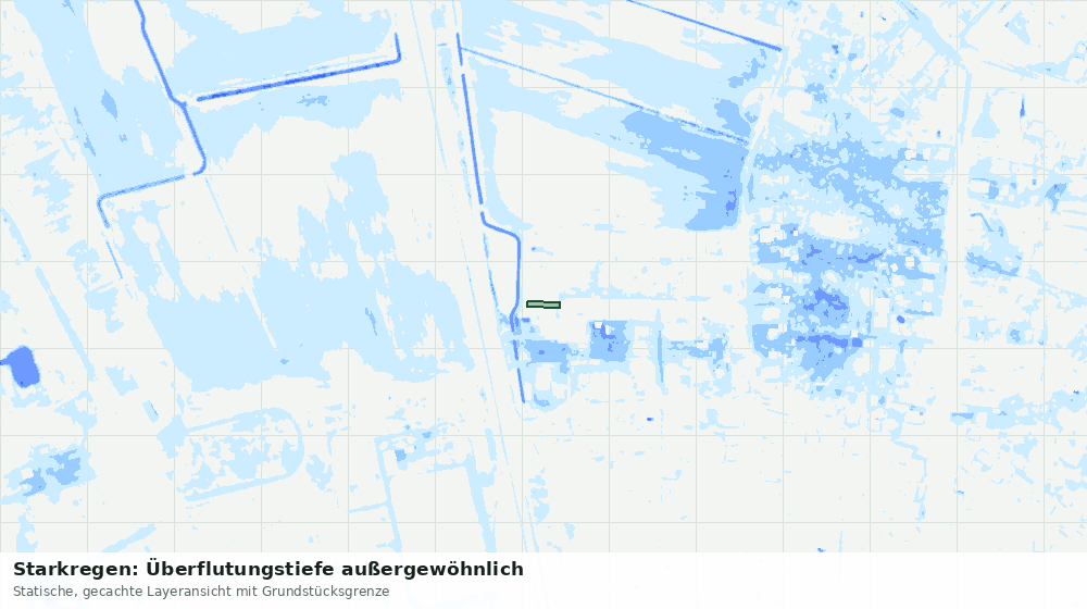 Statische Kartenansicht: Starkregen: Überflutungstiefe außergewöhnlich