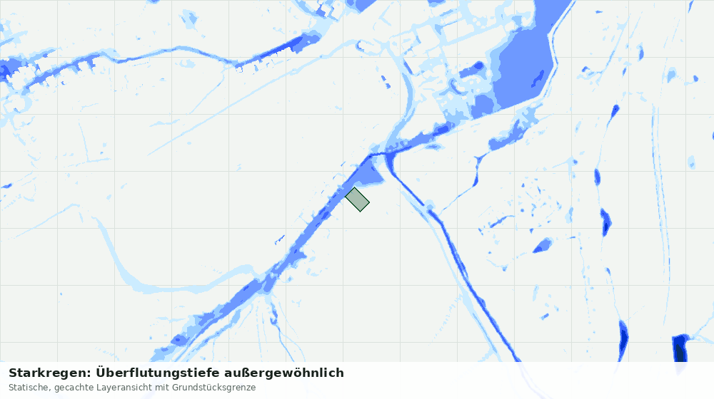 Statische Kartenansicht: Starkregen: Überflutungstiefe außergewöhnlich