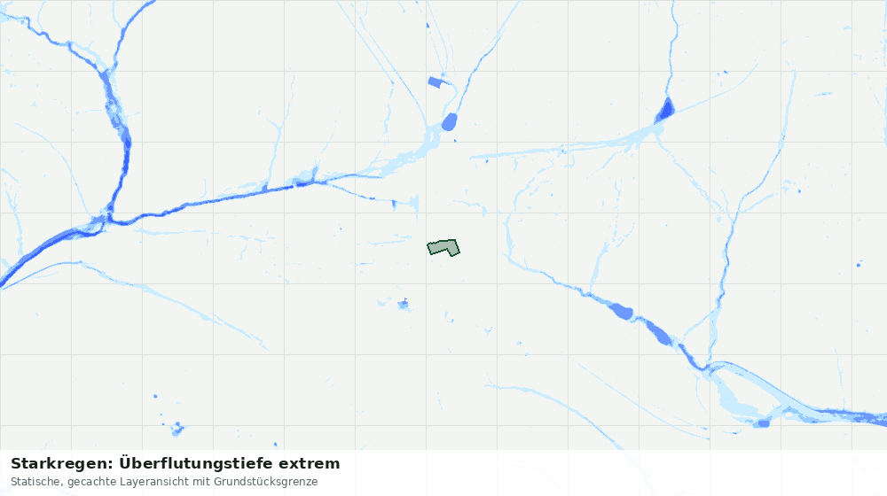 Statische Kartenansicht: Starkregen: Überflutungstiefe extrem