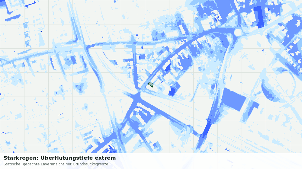 Statische Kartenansicht: Starkregen: Überflutungstiefe extrem