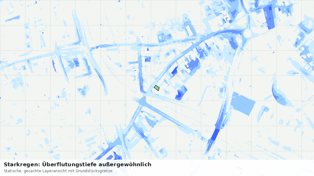 Statische Kartenansicht: Starkregen: Überflutungstiefe außergewöhnlich